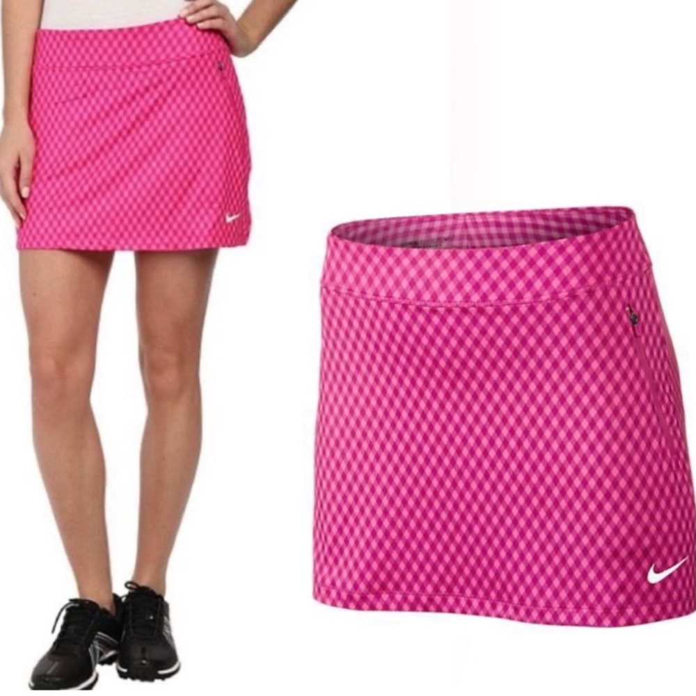 Hot Pink NIKE Gingham Flight Women’s Golf Skirt Size LARGE